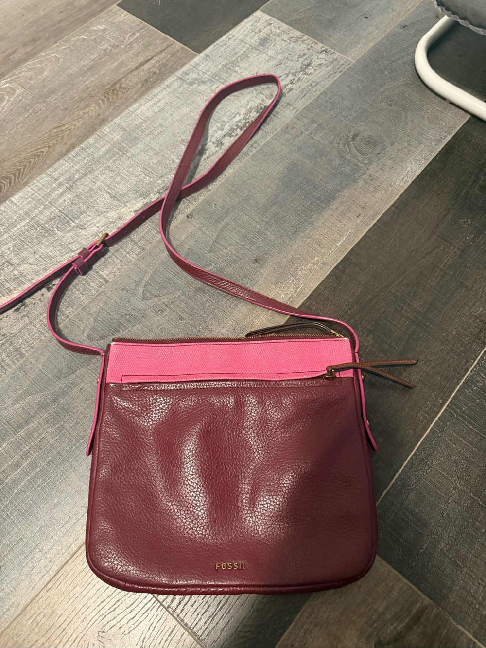 Fossil Burgundy & Hot Pink Crossbody Bag